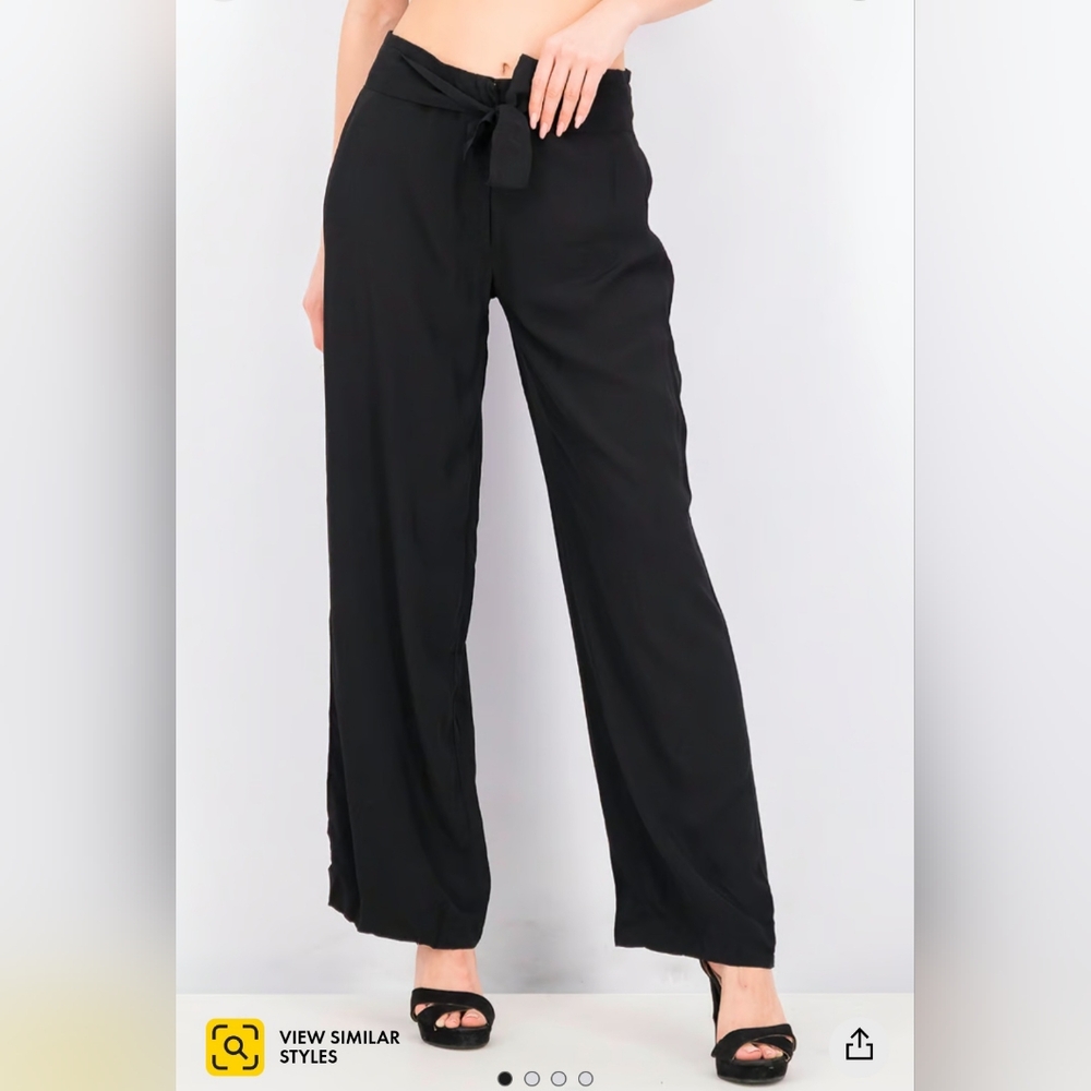 NWT Mango Women's Tie Waist Pants in Black, Size XS - Picture 2 of 11